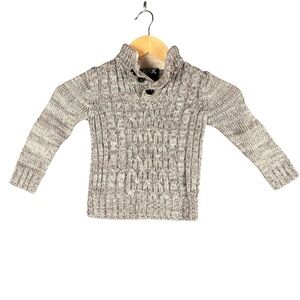 Boys Rock Gray Cable Knit Button Mock Neck Sweater – 24 Months